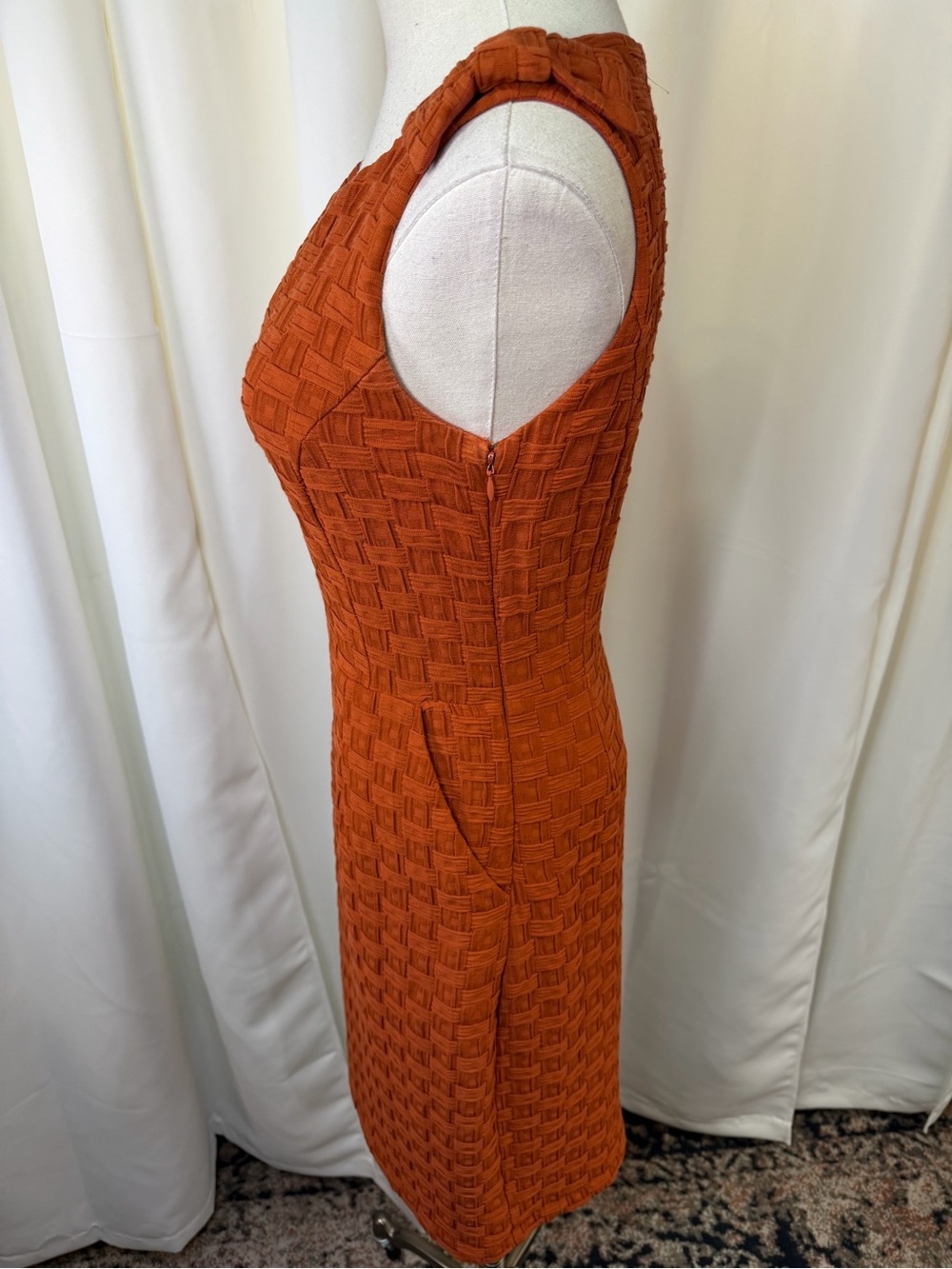 Tabitha Burnt Orange Basketweave Textured Knit Sleeveless Dress Size 0 - Picture 9 of 16